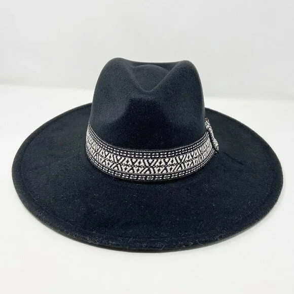 Black Wide Brim Rancher Style Hat